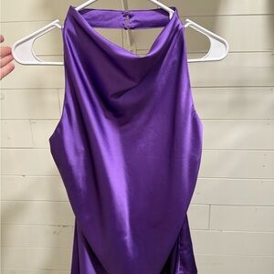 Elegant Purple Satin cow neck boutique top